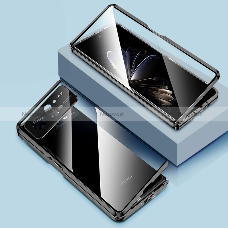 Luxury Aluminum Metal Frame Mirror Cover Case 360 Degrees P01 for Xiaomi Mix Fold 2 5G Black