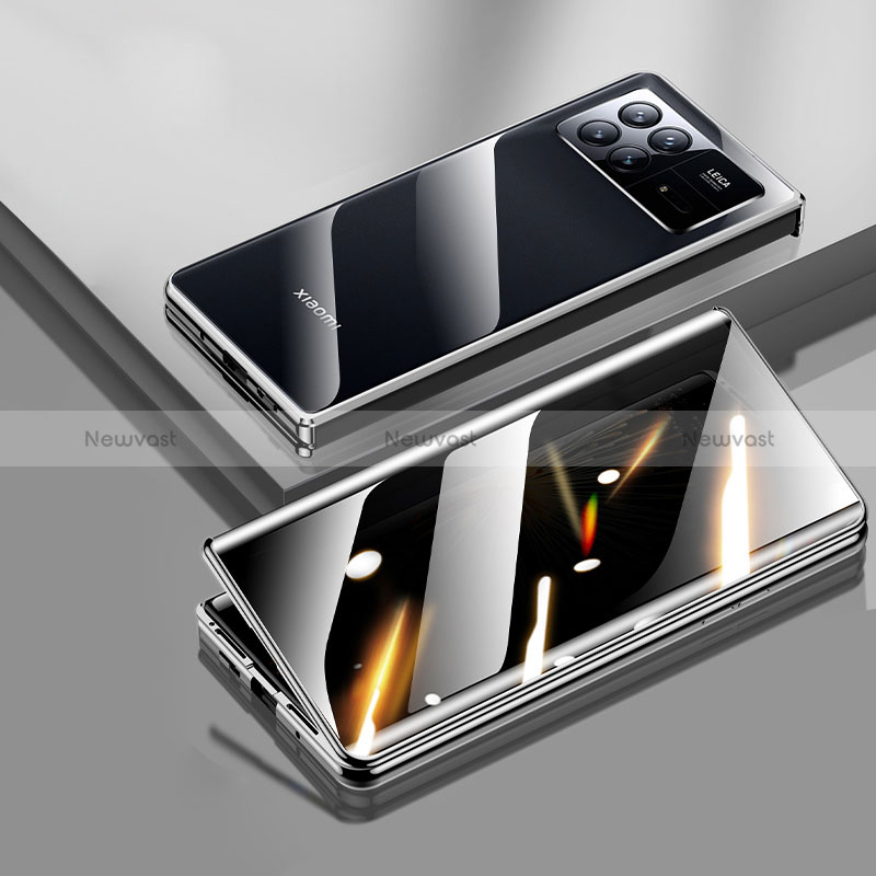 Luxury Aluminum Metal Frame Mirror Cover Case 360 Degrees P01 for Xiaomi Mix Fold 3 5G Black