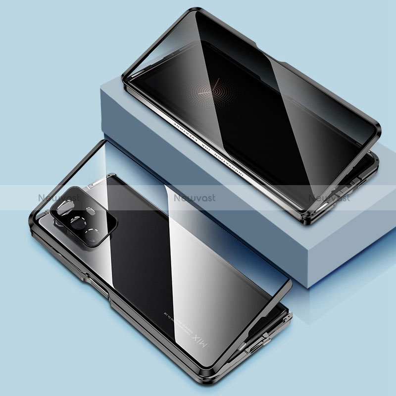 Luxury Aluminum Metal Frame Mirror Cover Case 360 Degrees P01 for Xiaomi Mix Fold 5G Black