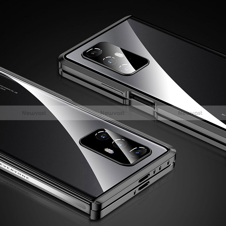 Luxury Aluminum Metal Frame Mirror Cover Case 360 Degrees P01 for Xiaomi Mix Fold 5G Black