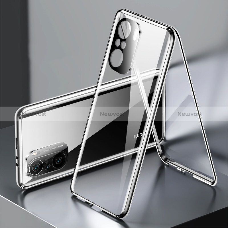 Luxury Aluminum Metal Frame Mirror Cover Case 360 Degrees P01 for Xiaomi Poco F3 5G Black