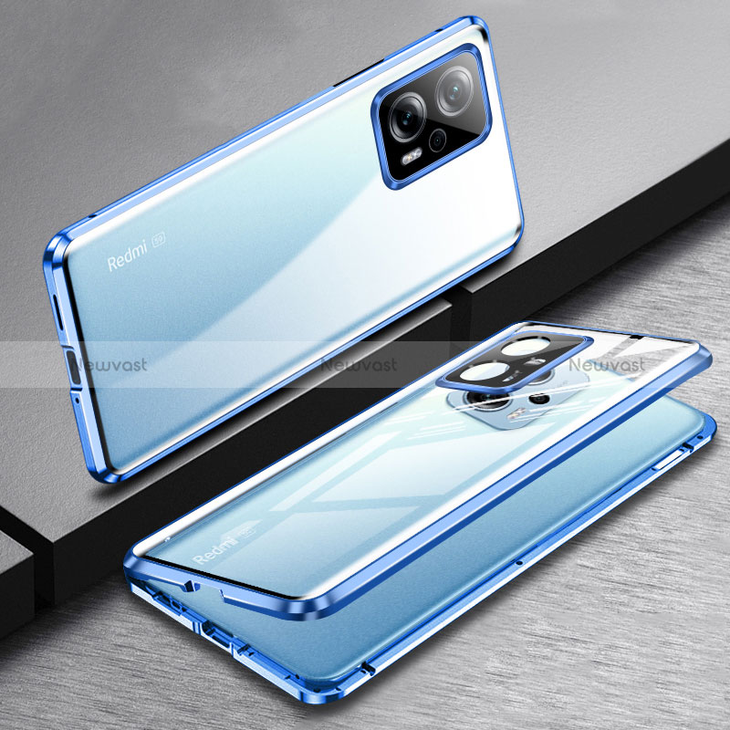 Luxury Aluminum Metal Frame Mirror Cover Case 360 Degrees P01 for Xiaomi Poco X4 GT 5G