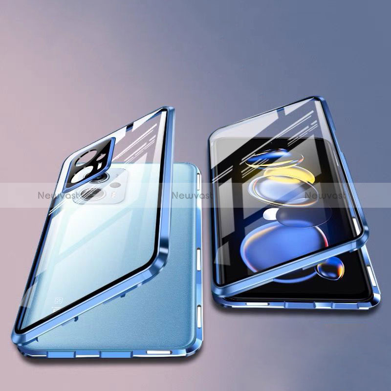 Luxury Aluminum Metal Frame Mirror Cover Case 360 Degrees P01 for Xiaomi Redmi K50i 5G