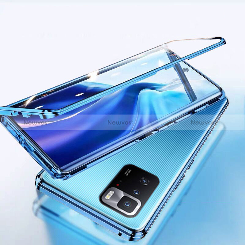Luxury Aluminum Metal Frame Mirror Cover Case 360 Degrees P01 for Xiaomi Redmi Note 10 Pro 5G
