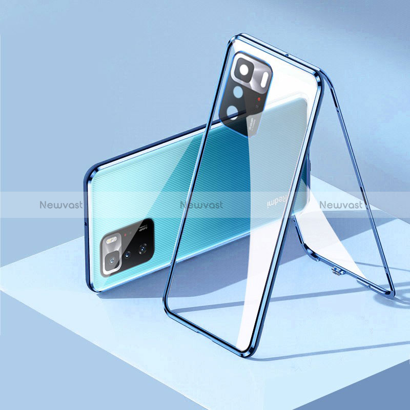 Luxury Aluminum Metal Frame Mirror Cover Case 360 Degrees P01 for Xiaomi Redmi Note 10 Pro 5G