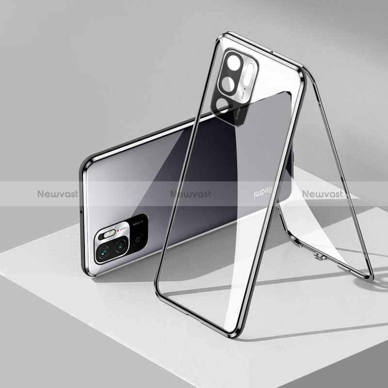 Luxury Aluminum Metal Frame Mirror Cover Case 360 Degrees P01 for Xiaomi Redmi Note 10T 5G