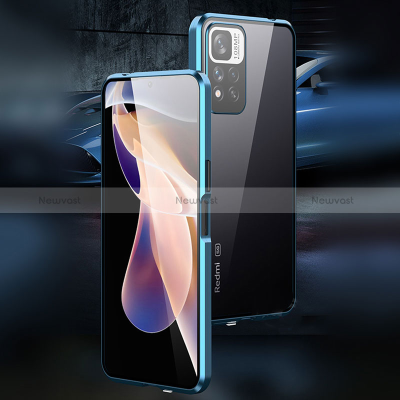 Luxury Aluminum Metal Frame Mirror Cover Case 360 Degrees P01 for Xiaomi Redmi Note 11 Pro+ Plus 5G