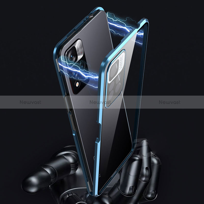 Luxury Aluminum Metal Frame Mirror Cover Case 360 Degrees P01 for Xiaomi Redmi Note 11 Pro+ Plus 5G