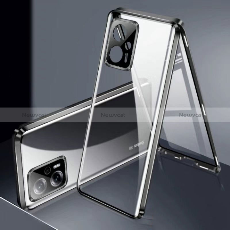 Luxury Aluminum Metal Frame Mirror Cover Case 360 Degrees P01 for Xiaomi Redmi Note 11T Pro 5G