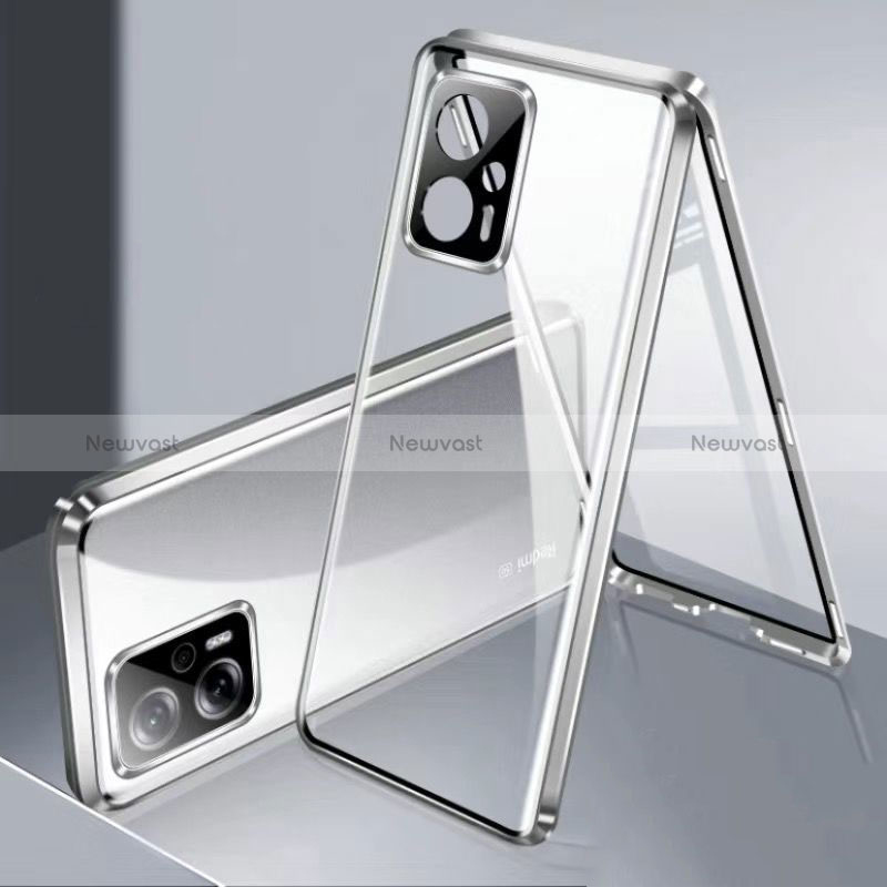 Luxury Aluminum Metal Frame Mirror Cover Case 360 Degrees P01 for Xiaomi Redmi Note 11T Pro 5G