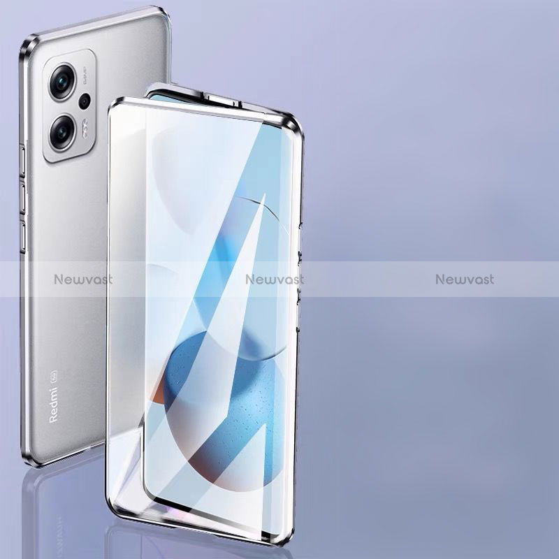 Luxury Aluminum Metal Frame Mirror Cover Case 360 Degrees P01 for Xiaomi Redmi Note 11T Pro+ Plus 5G