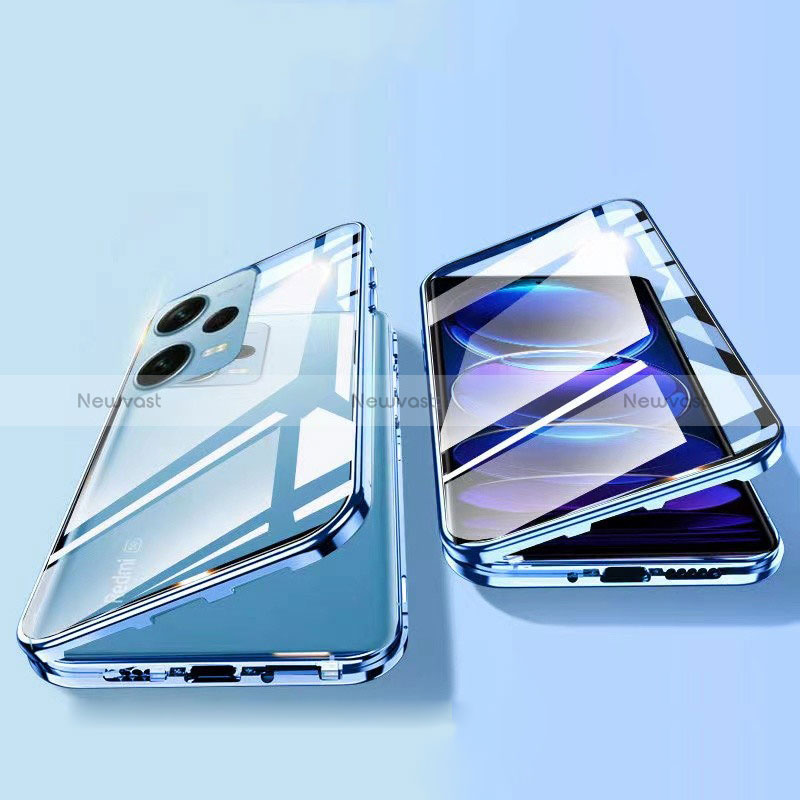 Luxury Aluminum Metal Frame Mirror Cover Case 360 Degrees P01 for Xiaomi Redmi Note 12 Pro 5G