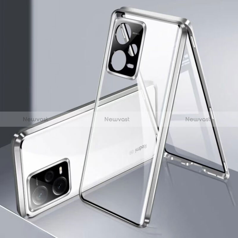 Luxury Aluminum Metal Frame Mirror Cover Case 360 Degrees P01 for Xiaomi Redmi Note 12 Pro+ Plus 5G