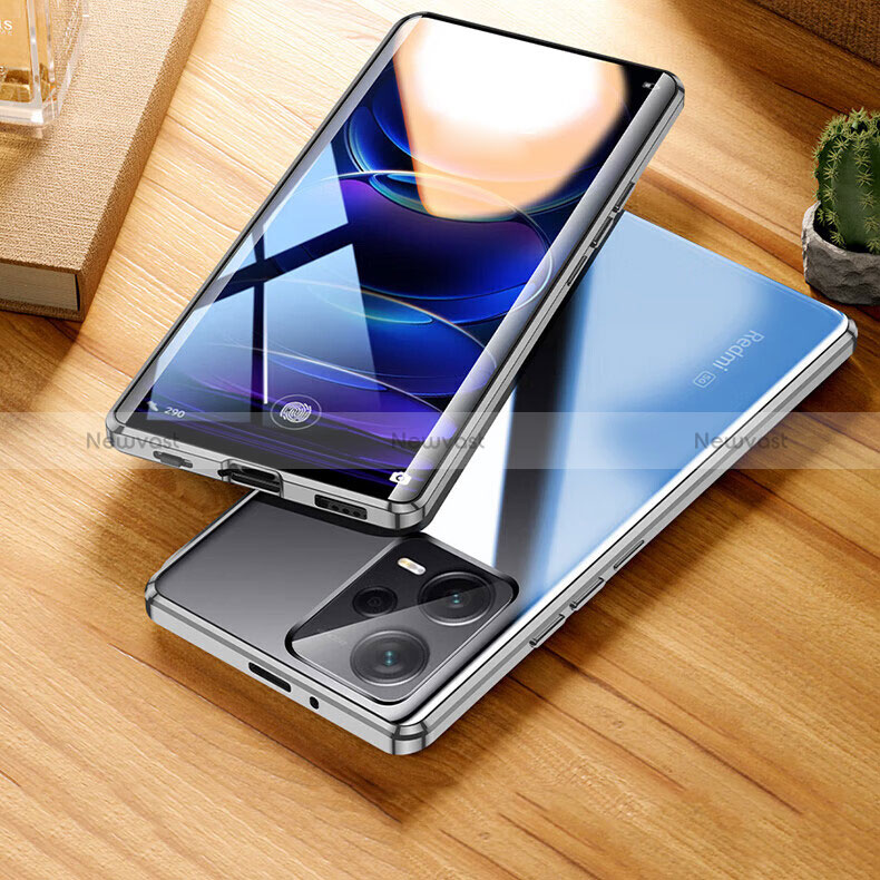 Luxury Aluminum Metal Frame Mirror Cover Case 360 Degrees P01 for Xiaomi Redmi Note 12 Pro+ Plus 5G