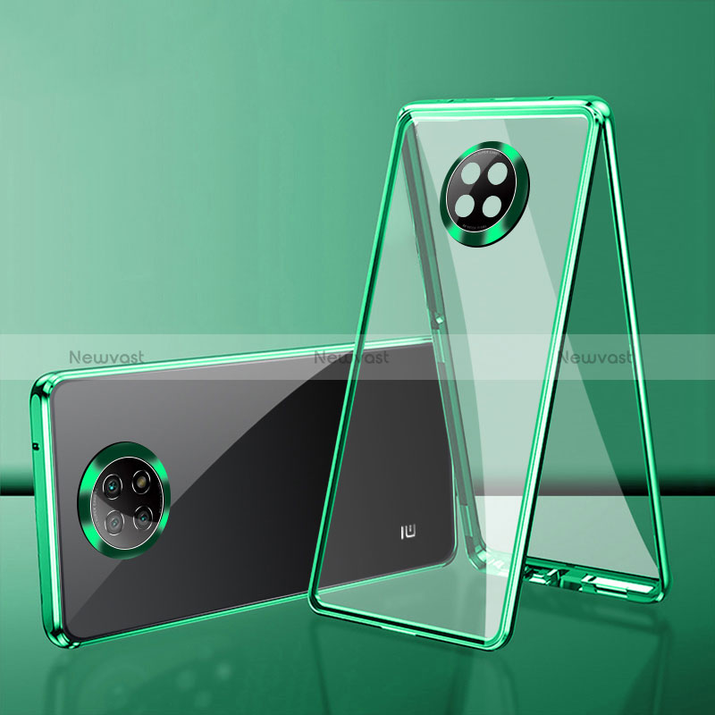 Luxury Aluminum Metal Frame Mirror Cover Case 360 Degrees P01 for Xiaomi Redmi Note 9 5G