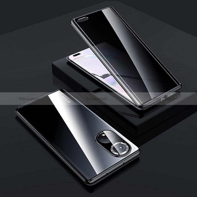 Luxury Aluminum Metal Frame Mirror Cover Case 360 Degrees P02 for Huawei Honor 50 Pro 5G