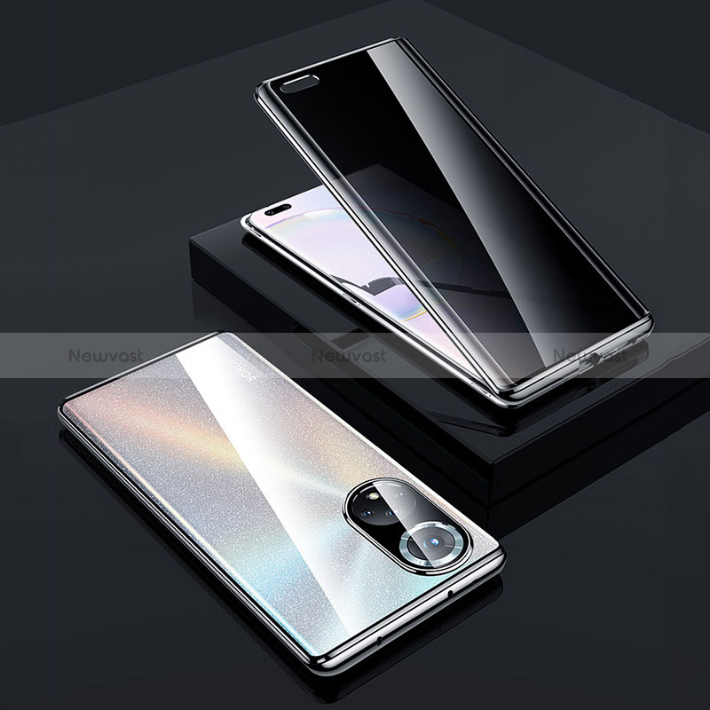 Luxury Aluminum Metal Frame Mirror Cover Case 360 Degrees P02 for Huawei Honor 50 Pro 5G