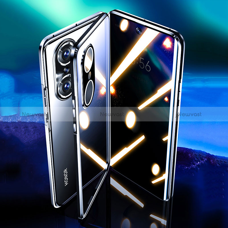 Luxury Aluminum Metal Frame Mirror Cover Case 360 Degrees P02 for Huawei Honor 60 Pro 5G