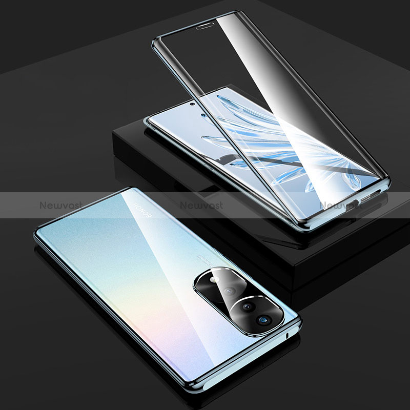 Luxury Aluminum Metal Frame Mirror Cover Case 360 Degrees P02 for Huawei Honor 70 Pro+ Plus 5G