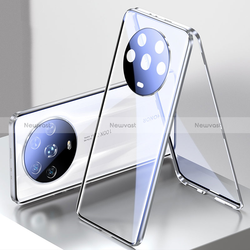 Luxury Aluminum Metal Frame Mirror Cover Case 360 Degrees P02 for Huawei Honor Magic4 Ultimate 5G