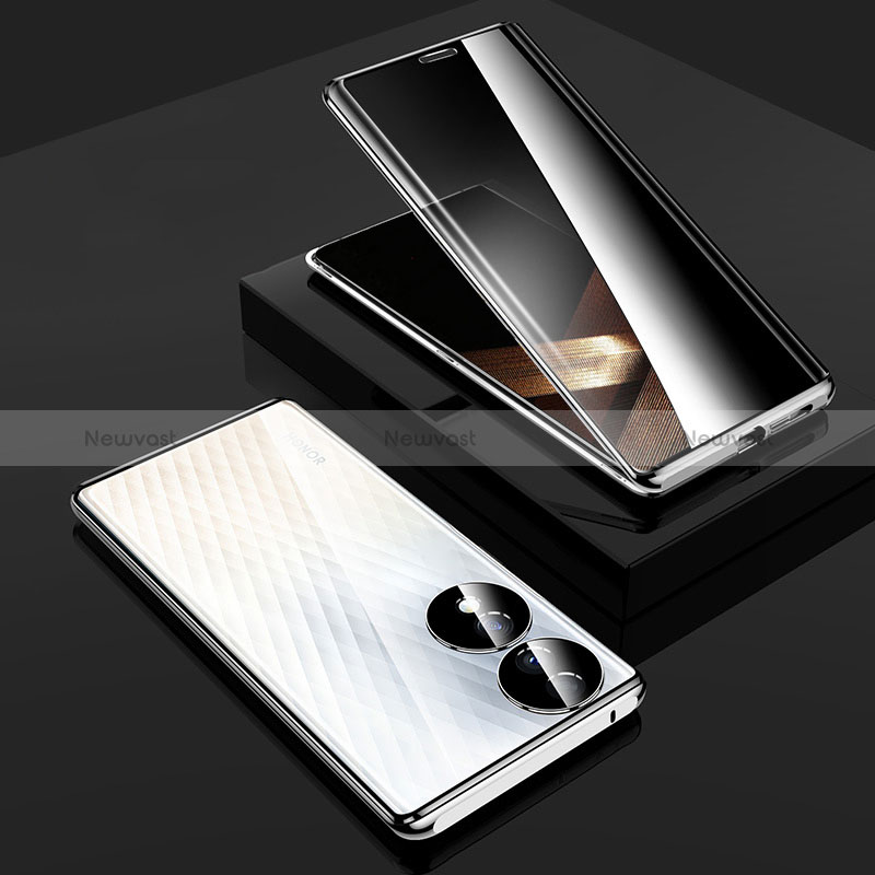 Luxury Aluminum Metal Frame Mirror Cover Case 360 Degrees P02 for Huawei Honor X7b