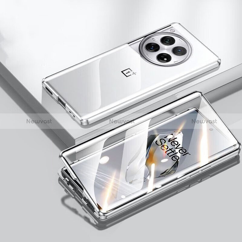 Luxury Aluminum Metal Frame Mirror Cover Case 360 Degrees P02 for OnePlus 12 5G