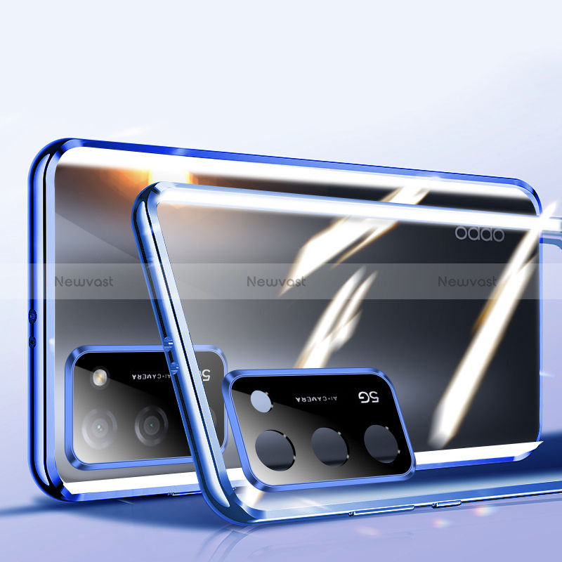 Luxury Aluminum Metal Frame Mirror Cover Case 360 Degrees P02 for Oppo A53s 5G