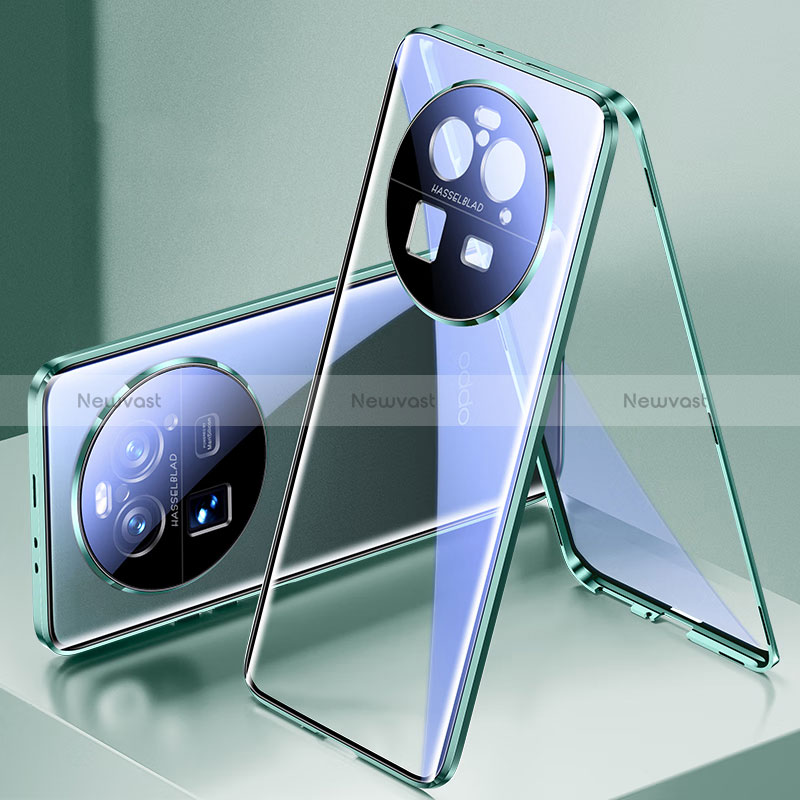 Luxury Aluminum Metal Frame Mirror Cover Case 360 Degrees P02 for Oppo Find X6 5G