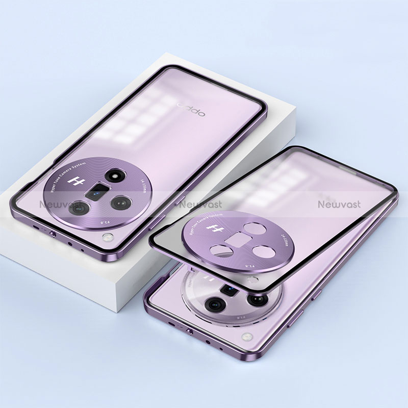 Luxury Aluminum Metal Frame Mirror Cover Case 360 Degrees P02 for Oppo Find X7 5G