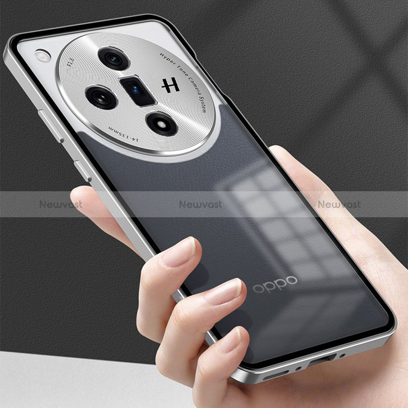 Luxury Aluminum Metal Frame Mirror Cover Case 360 Degrees P02 for Oppo Find X7 5G