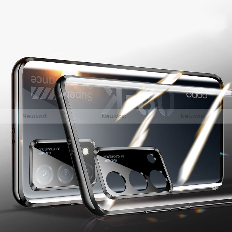 Luxury Aluminum Metal Frame Mirror Cover Case 360 Degrees P02 for Oppo K9 5G