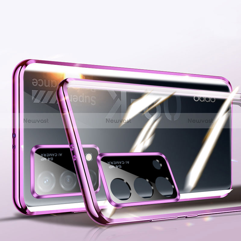 Luxury Aluminum Metal Frame Mirror Cover Case 360 Degrees P02 for Oppo K9 5G