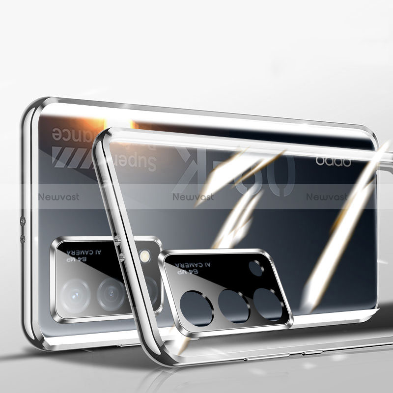 Luxury Aluminum Metal Frame Mirror Cover Case 360 Degrees P02 for Oppo K9 5G