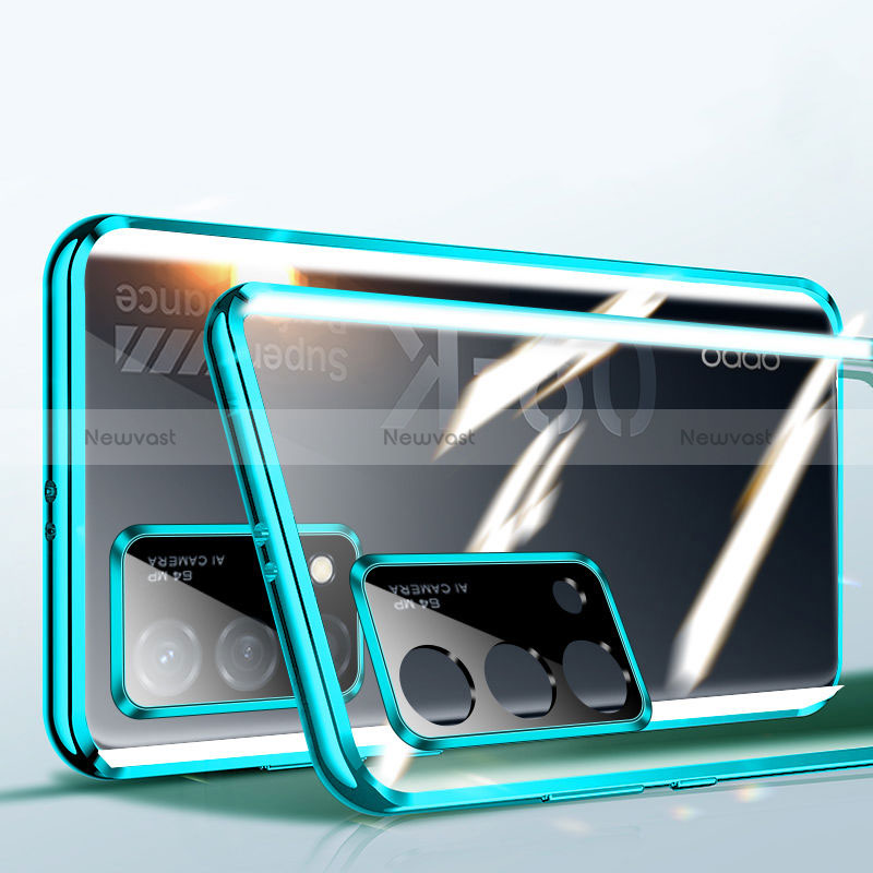 Luxury Aluminum Metal Frame Mirror Cover Case 360 Degrees P02 for Oppo K9 5G