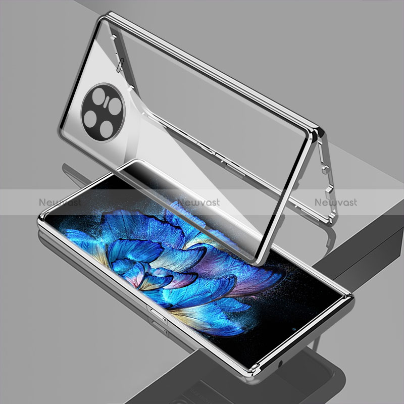 Luxury Aluminum Metal Frame Mirror Cover Case 360 Degrees P02 for Vivo X Note Silver