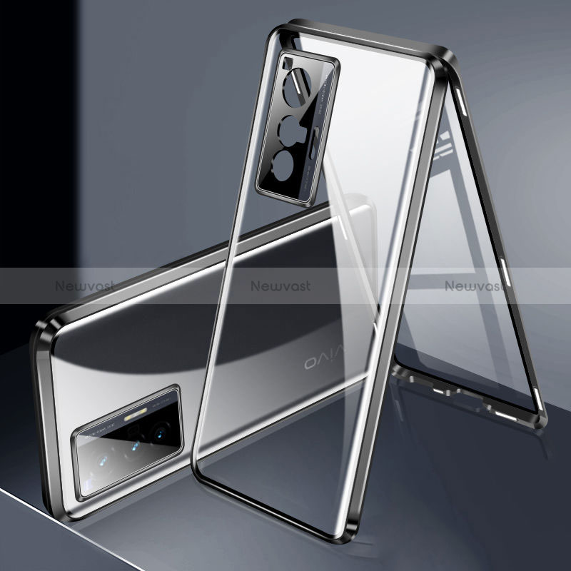 Luxury Aluminum Metal Frame Mirror Cover Case 360 Degrees P02 for Vivo X70 5G
