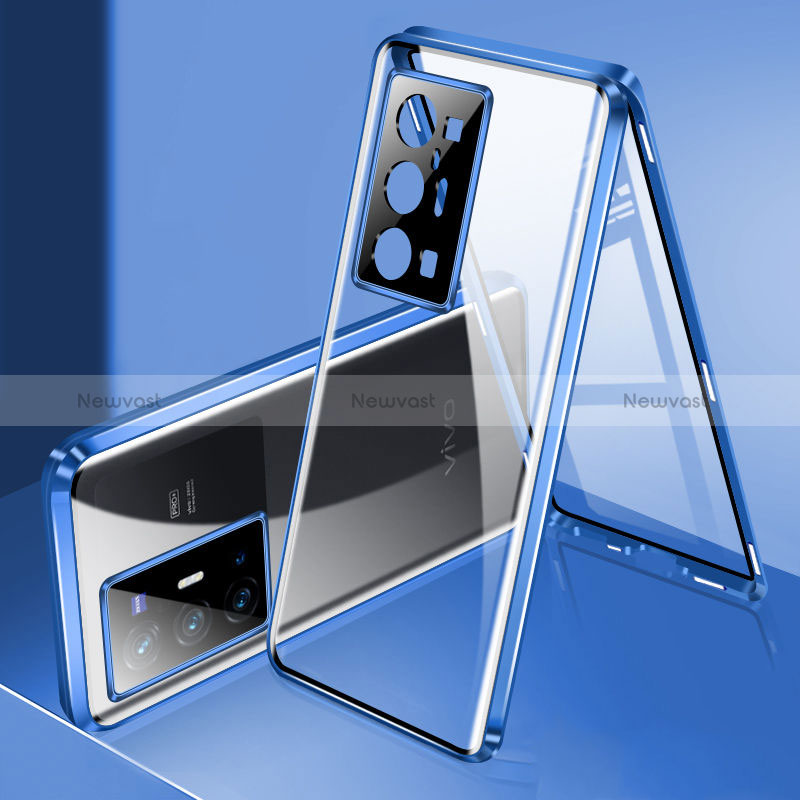 Luxury Aluminum Metal Frame Mirror Cover Case 360 Degrees P02 for Vivo X70 Pro+ Plus 5G