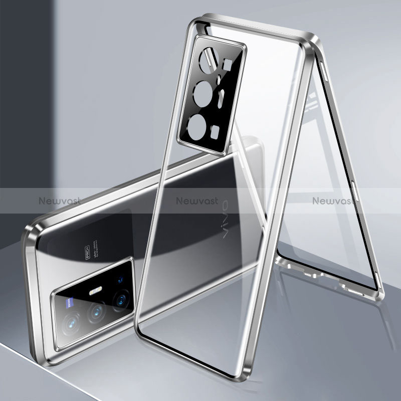 Luxury Aluminum Metal Frame Mirror Cover Case 360 Degrees P02 for Vivo X70 Pro+ Plus 5G