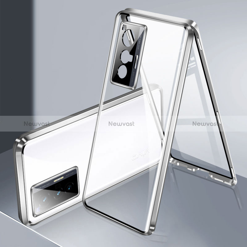 Luxury Aluminum Metal Frame Mirror Cover Case 360 Degrees P02 for Vivo X70t