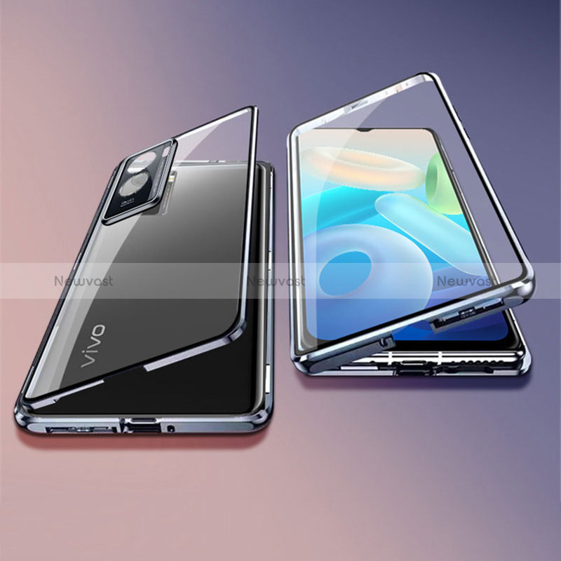 Luxury Aluminum Metal Frame Mirror Cover Case 360 Degrees P02 for Vivo Y55s (2021)