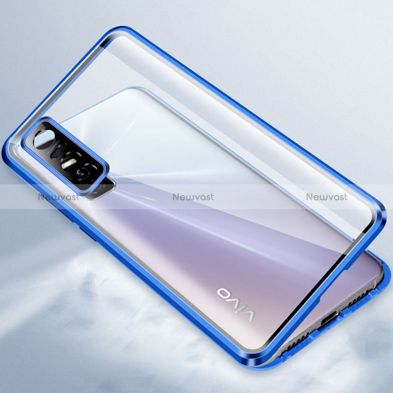 Luxury Aluminum Metal Frame Mirror Cover Case 360 Degrees P02 for Vivo Y73s 5G