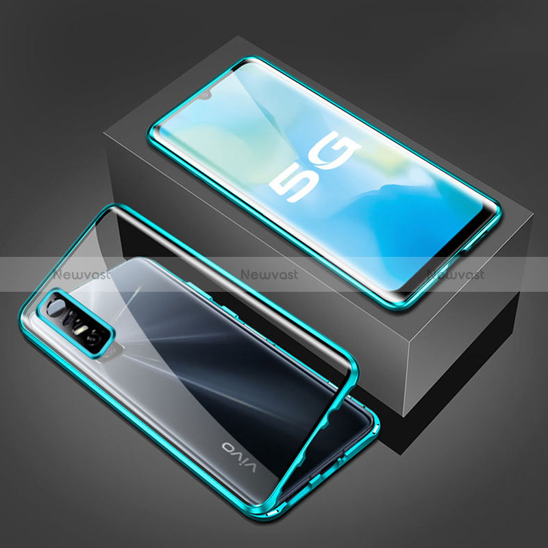 Luxury Aluminum Metal Frame Mirror Cover Case 360 Degrees P02 for Vivo Y73s 5G