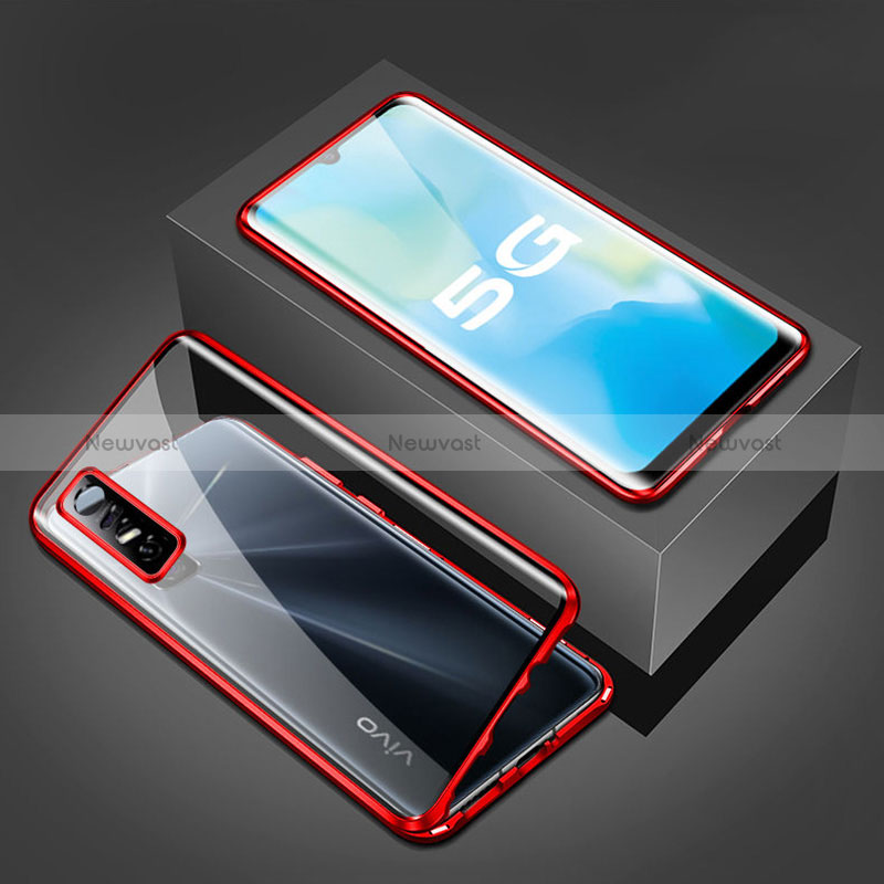 Luxury Aluminum Metal Frame Mirror Cover Case 360 Degrees P02 for Vivo Y73s 5G