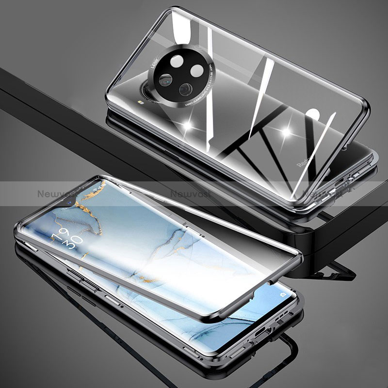 Luxury Aluminum Metal Frame Mirror Cover Case 360 Degrees P02 for Xiaomi Mi 10i 5G Black