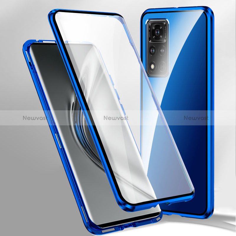 Luxury Aluminum Metal Frame Mirror Cover Case 360 Degrees P02 for Xiaomi Mi 11i 5G (2022) Blue