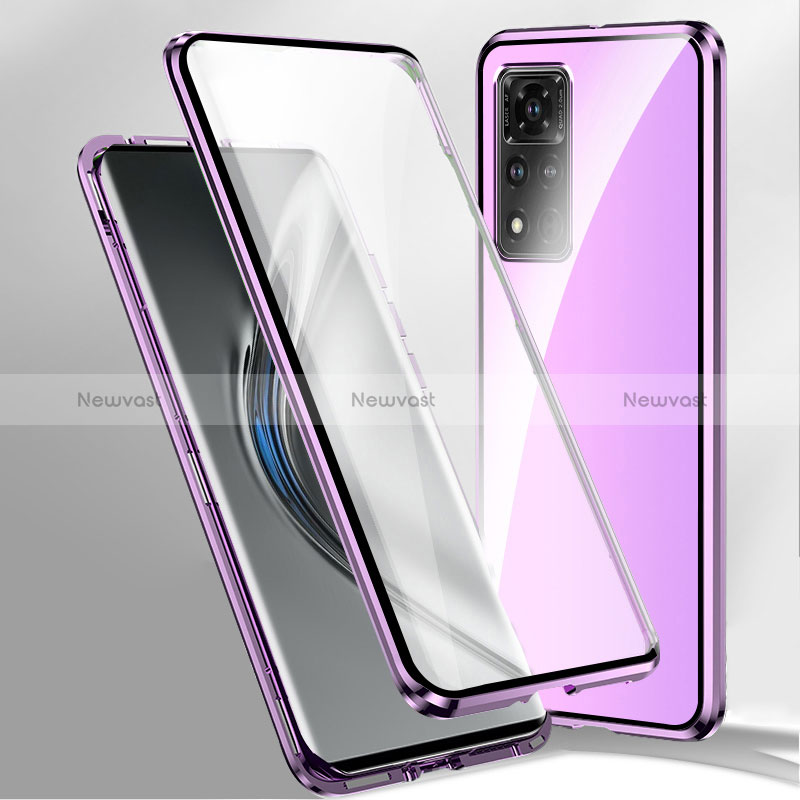 Luxury Aluminum Metal Frame Mirror Cover Case 360 Degrees P02 for Xiaomi Mi 11i 5G (2022) Purple