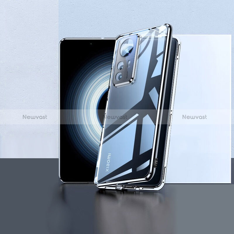 Luxury Aluminum Metal Frame Mirror Cover Case 360 Degrees P02 for Xiaomi Mi 12T 5G Black