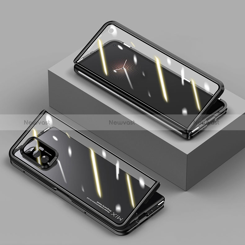 Luxury Aluminum Metal Frame Mirror Cover Case 360 Degrees P02 for Xiaomi Mix Fold 5G Black