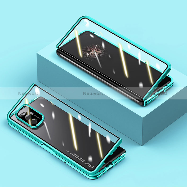 Luxury Aluminum Metal Frame Mirror Cover Case 360 Degrees P02 for Xiaomi Mix Fold 5G Green