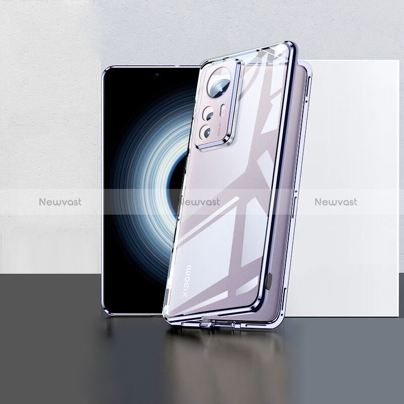 Luxury Aluminum Metal Frame Mirror Cover Case 360 Degrees P02 for Xiaomi Redmi K50 Ultra 5G Purple